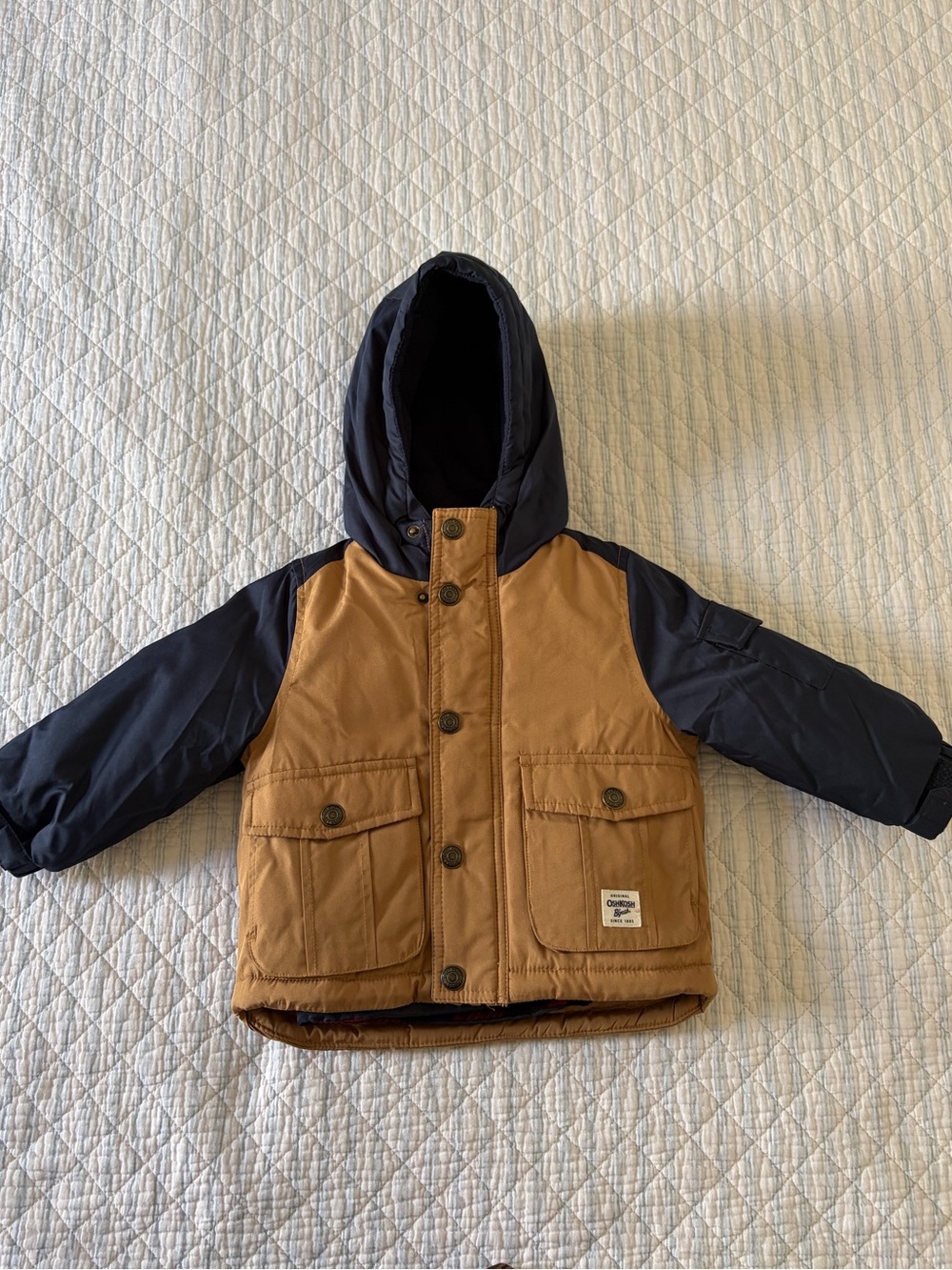 OshKosh B'gosh Hooded Kids Jacket in Brown and Navy